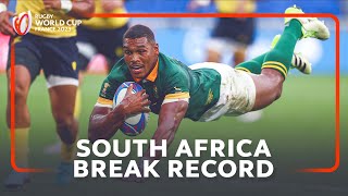 South Africa break record for FASTEST ever try bonus point  Rugby World Cup 2023 [upl. by Vasya]