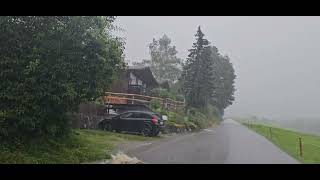 Thunder hail and strong rain between Urnäsch and Schönaupass Switzerland 21 July 2024 [upl. by Ennaeel]