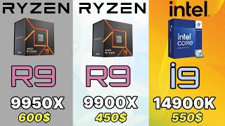 R9 9950X VS R9 9900X VS İ9 14900K VS R9 9950X Zen5 Ryzen 9000 series benchmark [upl. by Jervis]