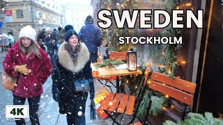 4K Heavy Snow Walk in Stockholm Old Town  Gamla Stan 🌨️🇸🇪 [upl. by Nnahteb919]