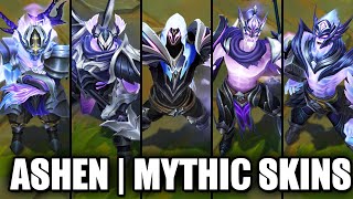 All Ashen Knight Mythic Skins Spotlight Mordekaiser Pyke Sylas Pantheon Shen League of Legends [upl. by Orhtej]