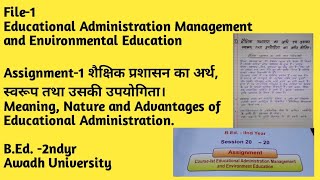 File 1 Assignment1Educational Administration Management and Environmental Education BEd2 [upl. by Nogras946]