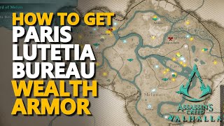 Lutetia Bureau Wealth Armor Gear Key Joyeuse Location Assassins Creed Valhalla [upl. by Corella447]