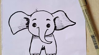 How to draw elephant  elephant drawing easy cute elephant drawing for kids elephant drawing [upl. by Landri]