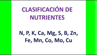 Clasificación de los nutrientes esenciales para las plantas [upl. by Grani]