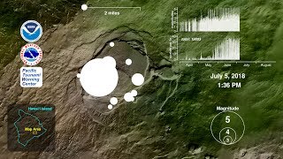 Earthquake Animation Kīlauea Caldera  1 April to 31 August 2018 [upl. by Markiv]