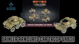 Flames of War  Daimler Armoured Car Troop Unbox [upl. by Duester]