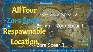 All 4 Zora Spear respawnable location in tears of the kingdom [upl. by Sanfourd741]