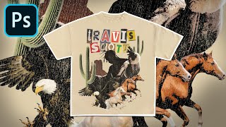 How To Design VINTAGE BOOTLEG Shirts Photoshop Tutorial [upl. by Jarv]