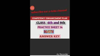 Class 6th nd 9th  PRACTICE SHEET 14  CEP  MATH  ANSWER KEY  STUDY ANYTIME [upl. by Akema]