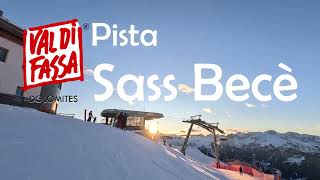 Pista Sass Becè una delle discese più frequentate del Belvedere di Canazei passopordoi dolomiti [upl. by Hgielar]