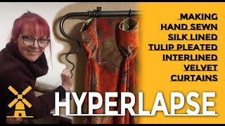 Silk Lined Tulip Pleat Interlined Velvets Curtains Making [upl. by Rfinnej]