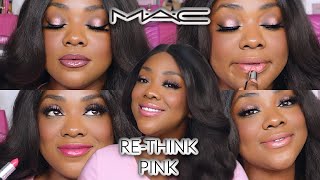 NEW✨MAC RETHINK PINK LIPSTICK LIP SWATCHES OF ALL 17 SHADES BROWN SKIN FRIENDLY ITSKEISHAB [upl. by Ennaeilsel]