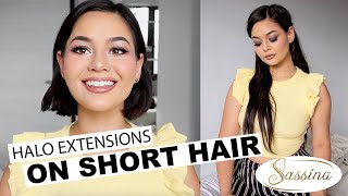 HOW TO Halo Extensions on Short Hair Sassina Hair [upl. by Ylime]