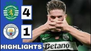 Man city vs Sporting CP 14  Viktor Gyökeres Hat trick  UCL Extended Highlight [upl. by Trammel]