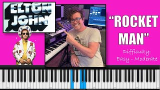 How to Play Rocket Man by Elton John  Easy Piano Tutorial [upl. by Nerot925]