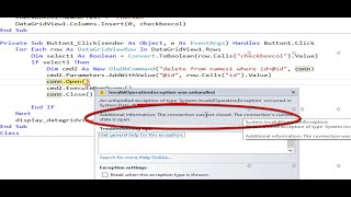 VBnet Two ways to fix error the connection was not closed The connections current state is open [upl. by Laurene]