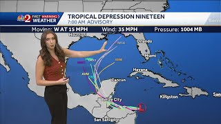 Tropical Depression 19 forms in the Caribbean models show potential Florida impacts next week [upl. by Salohcim]