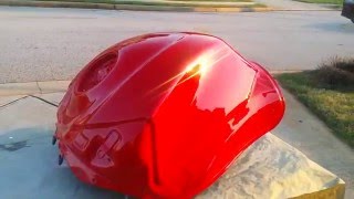 Painting Motorcycle Gas Tank UreKem Jalapeno Red No Buff Done [upl. by Audrye]