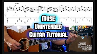 How to play Muse  Unintended Guitar Tutorial Lesson [upl. by Mcleod947]