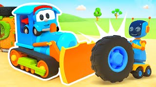 Leo the truck is assembling a dump truck at a junkyard Cars and trucks amp Car cartoons for kids [upl. by Huberto]