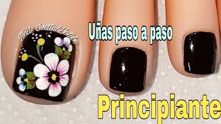 Uñas decoradas para pie principiantes fácil de hacer paso a pasodecoración de uñas pies en negro [upl. by Noslien883]