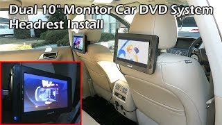 Portable Dual 10quot Monitor DVD Player Car Headrest Install [upl. by Herring]