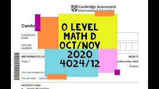 O Level Math D Paper 1 402412 OctNov 2020 [upl. by Goober]