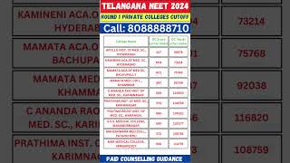 TELANGANA NEET COUNSELLING  TELANGANA ROUND 1 COLLEGE WISE CUTOFFS  TELANGANA ROUND 2 neet2024 [upl. by Tezil]