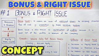 1 Bonus amp Right Issue  Concept amp Journal Entries  CA INTER  By Saheb Academy [upl. by Tirrej]