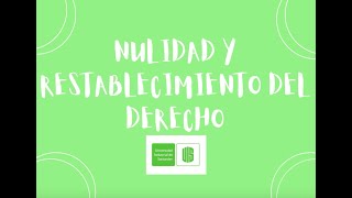 Nulidad y Restablecimiento del Derecho [upl. by Rinee580]