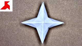 DIY ✨  How to make a 4 pointed Ninja Star SHURIKEN from 1 sheet of A4 paper version 20 [upl. by Aidekal]