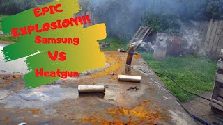 Epic Samsung 18650 Explosion 18650 vs heatgun [upl. by Chery]