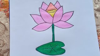 Water Lily drawing💐 step by step💐simple art💐💐 [upl. by Akeem687]