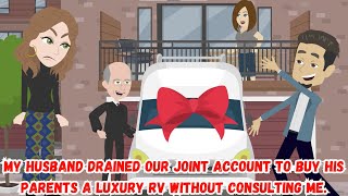 My Husband Drained Our Joint Account to Buy His Parents a Luxury RV Without Consulting Me [upl. by Nnylorac988]