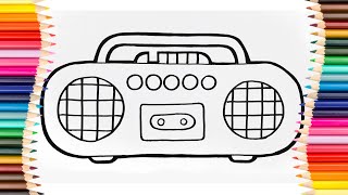 How to Draw a Tape Recorder For Kids And Toddlers [upl. by Hagai]