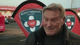 Glenn Hoddle launched a campaign in Nottingham for fans to get blood pressure checked at the game [upl. by Jerold4]