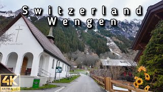 Switzerland Wengen 🇨🇭 Insider Walkingtour 4K UHD Thats what it really looks like in April [upl. by Odraude]