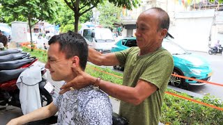 ASMR 2 Strong and funny street barber massage [upl. by Einamrej]