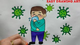 Corona virus awareness poster drawing  how to draw covid19 drawing [upl. by Sille]