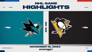 NHL Highlights  Sharks vs Penguins  November 16 2024 [upl. by Iverson179]