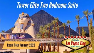 Luxor Hotel amp Casino Las Vegas West Tower Elite Two Bedroom Suite 21249 Room Tour 5th January 2022 [upl. by Joh]