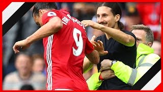 IBRAHIMOVIC LOOKALIKE INVADES PITCH CHEERED BY FANS  MAN UNITED 41 LEICESTER [upl. by Enrichetta674]