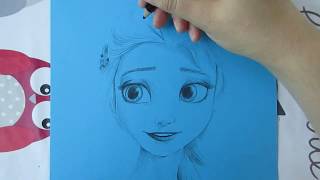 BLUE ELSA Olafs frozen adventure  Faber Castell amp blue paper speed drawing [upl. by Deanne]