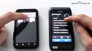 Geschwindigkeitstest Motorola DEFY vs Nokia N8 [upl. by Horwitz959]