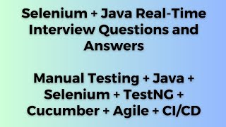 SDET  QA  SELENIUM  JAVA  TestNG  Cucumber Automation Testing Interview Questions amp Answers [upl. by Eojyllib]