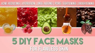 5 DIY FACE MASKS for flawless skin  Homemade Natural ACNE remedies  Anti Ageing etc  PEACHY [upl. by Yetti]