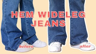 How to Hem Flared Jeans with Original Hem  LYDIA NAOMI [upl. by Novar]