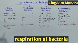 Respiration in bacteria  Aerobic Anaerobic And Microaerophilic Bacteria  Class 11 Biology [upl. by Alohs]