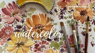 Watercolor Autumn Florals Tutorial with Katrina Pete [upl. by Latrell515]